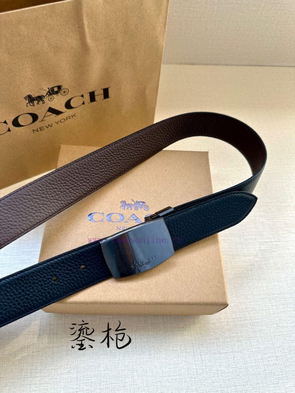 The 3.7cm wide COACH double-sided belt is made of sports calf leather and comes with a class ser7ueee - Image 3