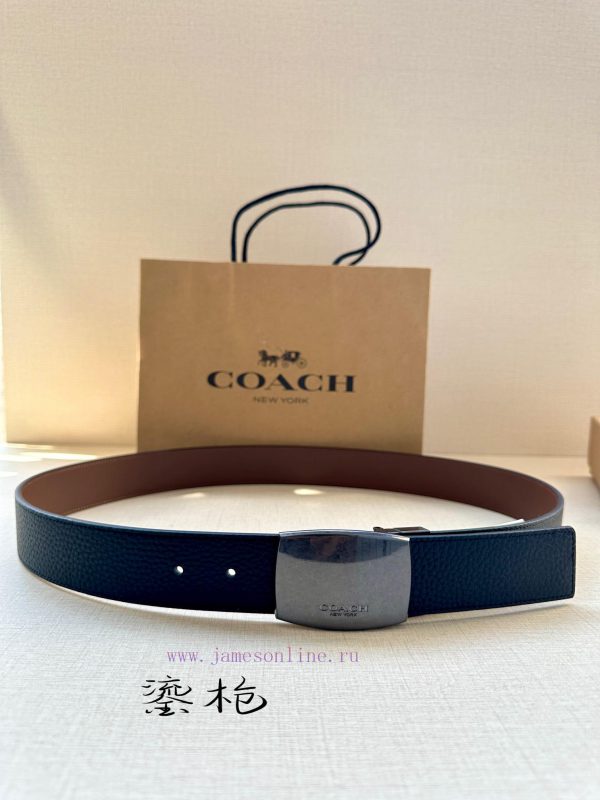 The 3.7cm wide COACH double-sided belt is made of sports calf leather and comes with a class octbvwlo