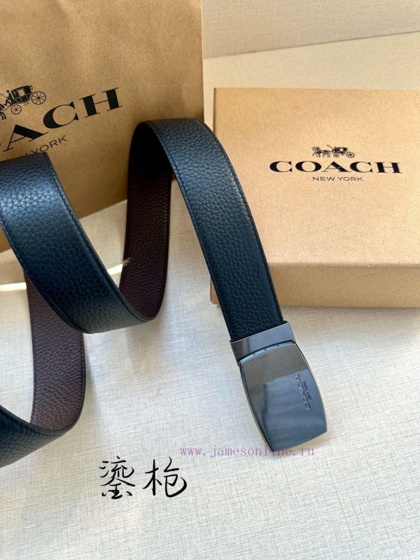 The 3.7cm wide COACH double-sided belt is made of sports calf leather and comes with a class ser7ueee - Image 6