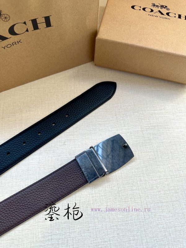 The 3.7cm wide COACH double-sided belt is made of sports calf leather and comes with a class ser7ueee - Image 7