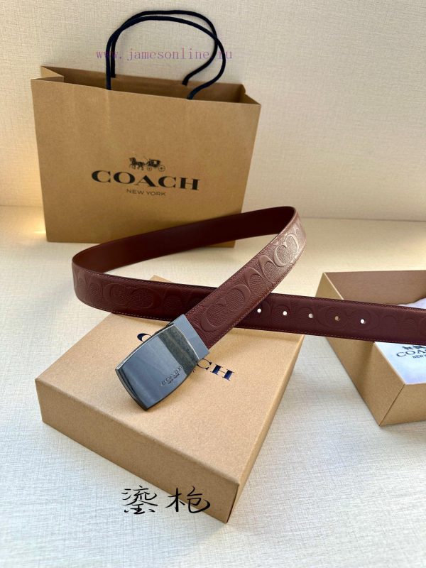 The 3.7cm wide COACH double-sided belt is made of sports calf leather and comes with a class 2ssn66of - Image 4