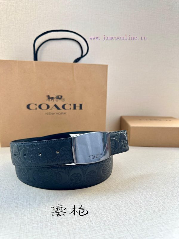 The 3.7cm wide COACH double-sided belt is made of sports calf leather and comes with a class kj9egb54 - Image 4
