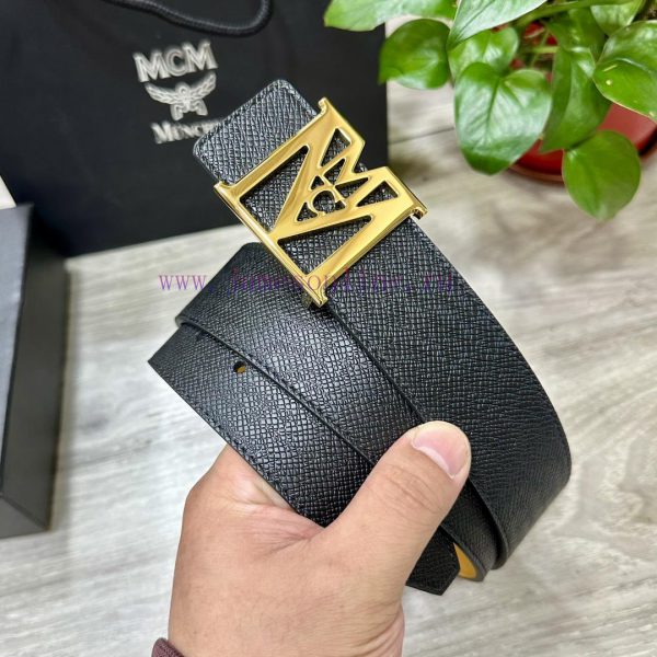 MCM 40MM wide double-sided original calf leather with a single ruthenium palladium plated bu 433bnb12