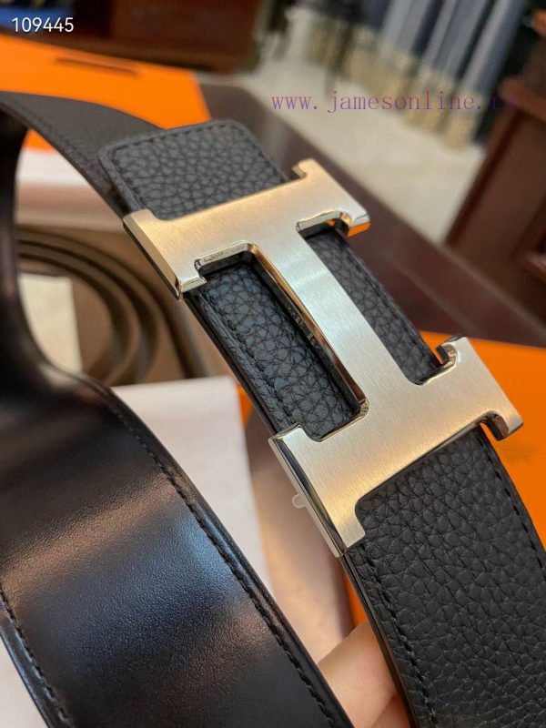 3.8cm, Hermes/Hermes Classic H brushed gold/palladium buckle, imported togo leather lining, v7lhtibb - Image 3