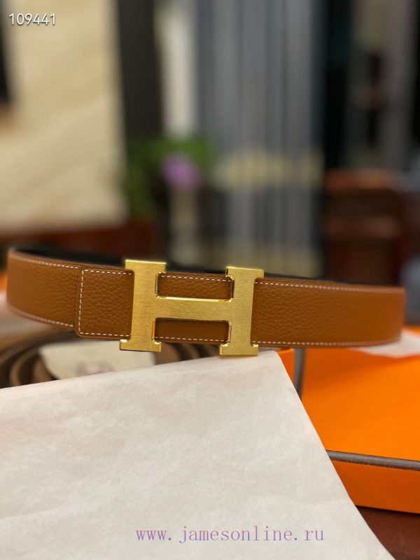 3.8cm, Hermes/Hermes Classic H brushed gold/palladium buckle, imported togo leather lining, o6papt10 - Image 4