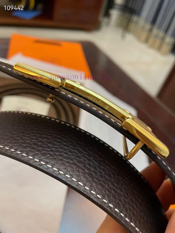 3.8cm, Hermes/Hermes Classic H brushed gold/palladium buckle, imported togo leather lining, 92x7xgxl - Image 7