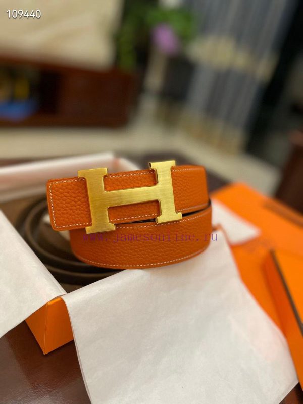 3.8cm, Hermes/Hermes Classic H brushed gold/palladium buckle, imported togo leather lining, eqs6blgh - Image 4
